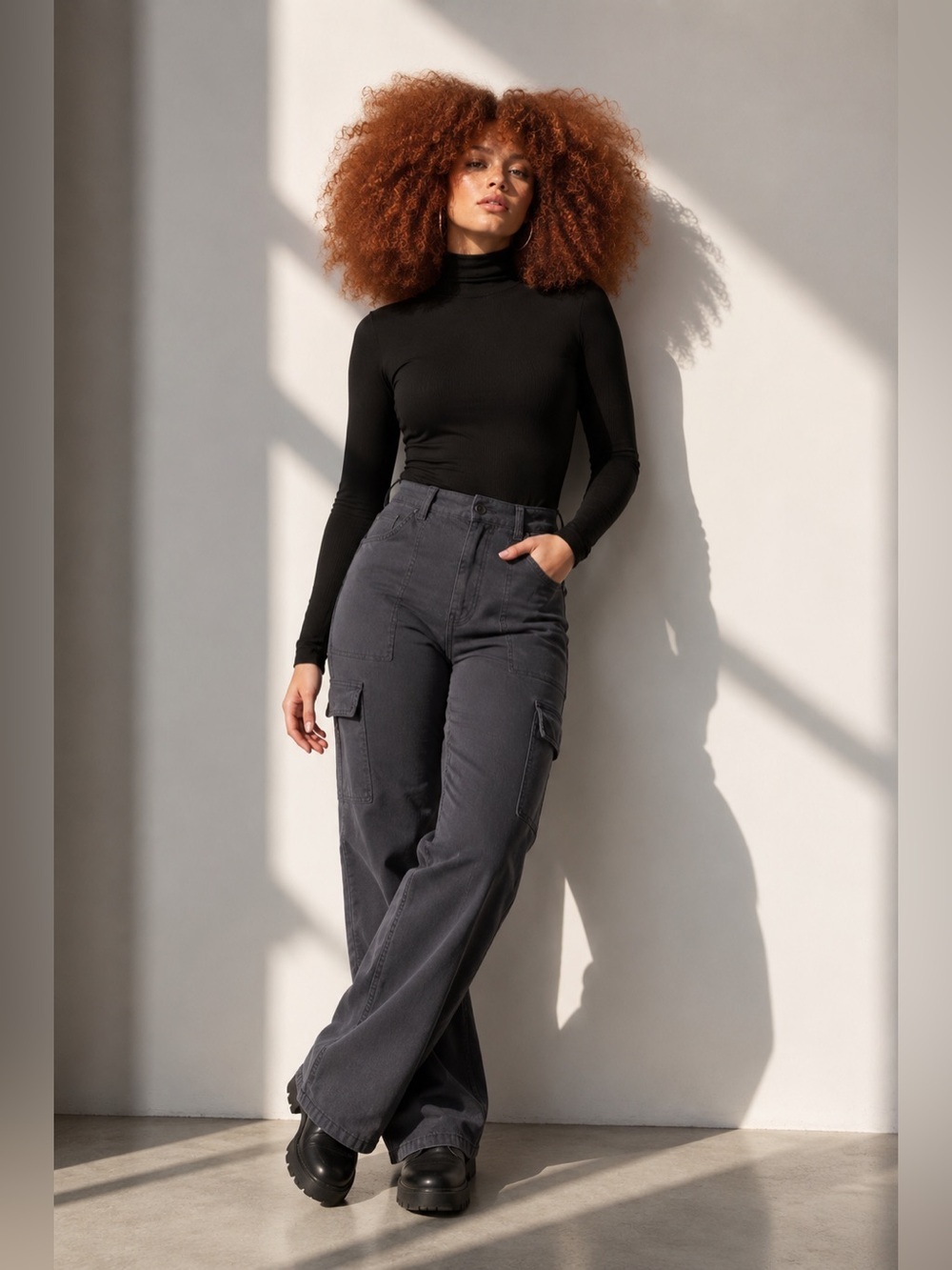 🖤 Black Tape Ribbed Turtleneck Long Sleeve Top XS NWT